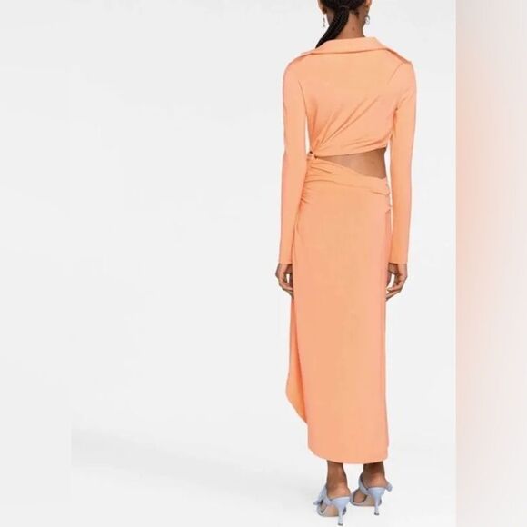 NWT- OFF-WHITE Cut-Out Draped Dress - Soft Orange- Size 42 (US 6) - Picture 3 of 14